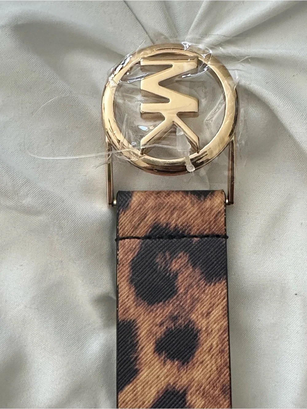 Michael Kors Leopard-Print Logo Buckle Belt in Brown and Black